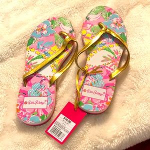 New Lilly Pulitzer flip flops, Sz 6.